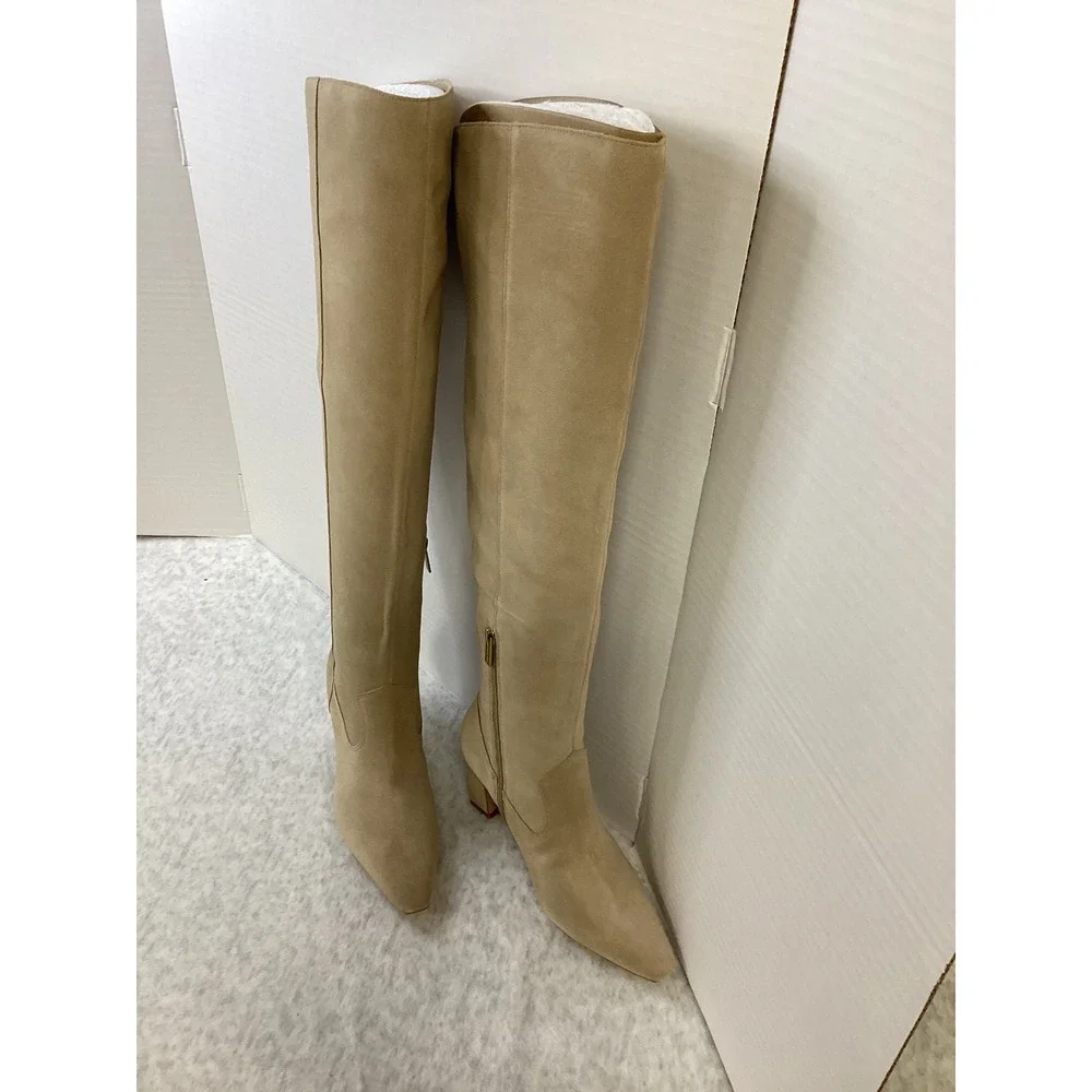 Vince Camuto Shalie Over The Knee Boots‎ Tortilla Tan Suede Block Heel 7M